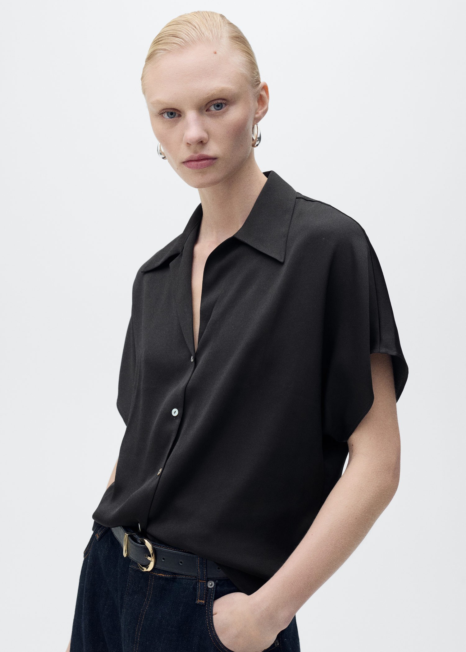 Shortsleeved Satin Shirt