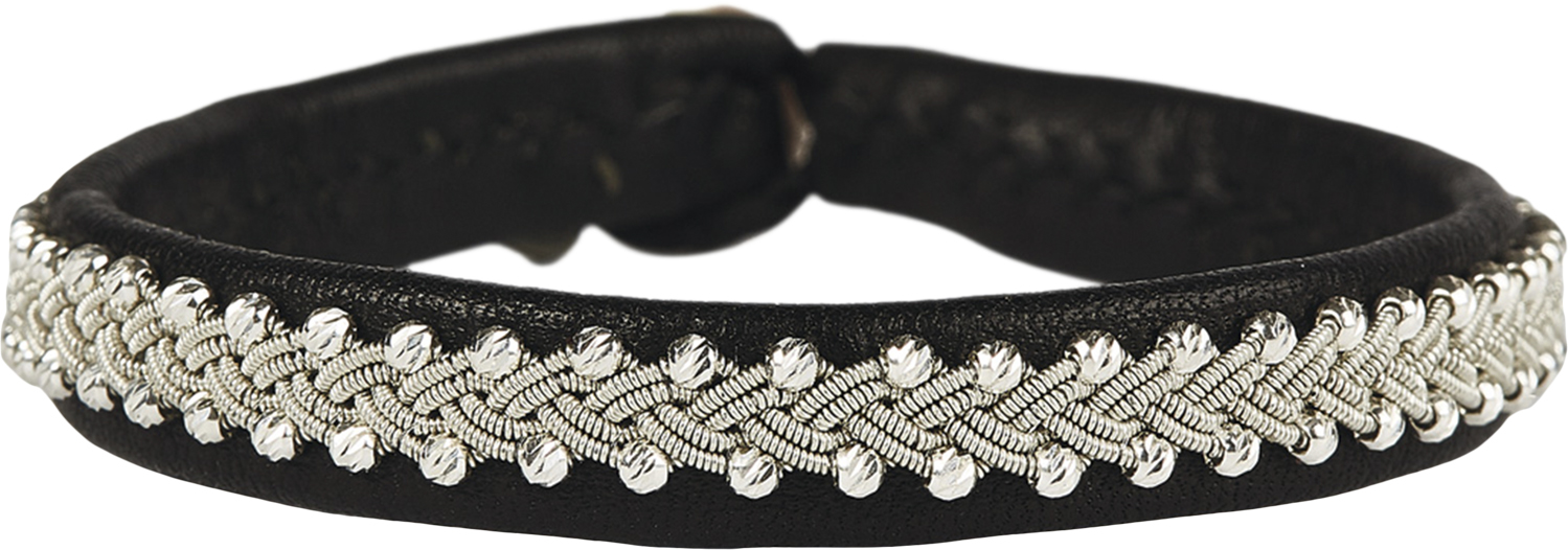 Inga Facet Silver Beads Black 17 cm