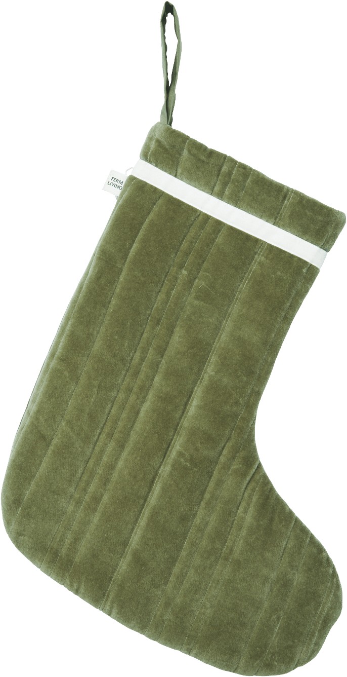 Vari Quilted Christmas Stocking Velvet - Khaki