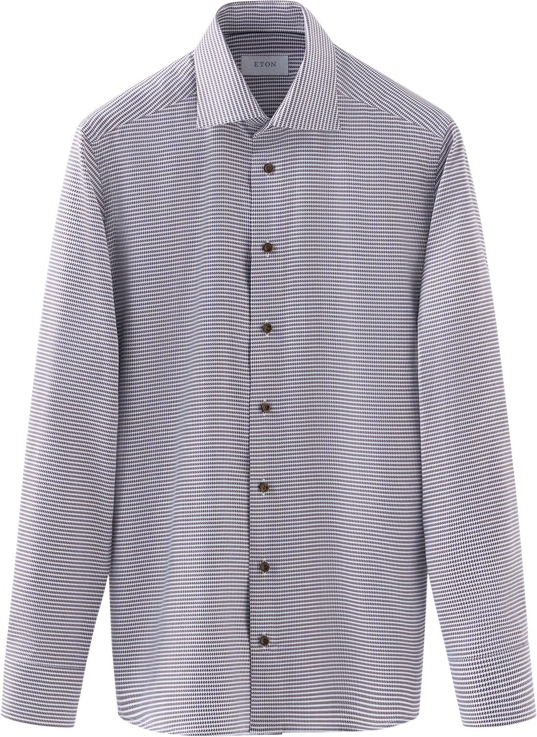 Slim Fit Brown Houndstooth Signature Twill Shirt
