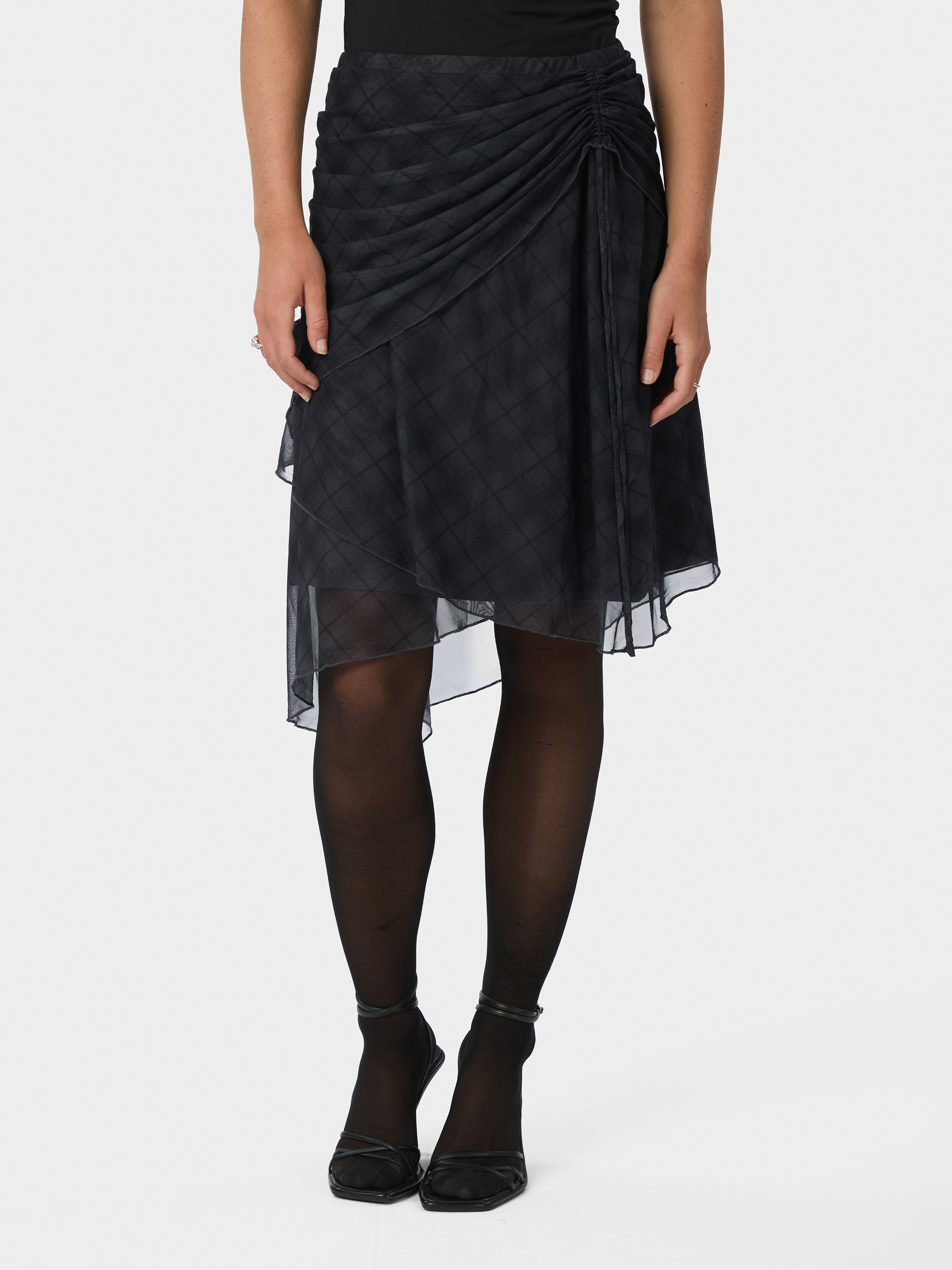 Saffron Check Mesh Skirt