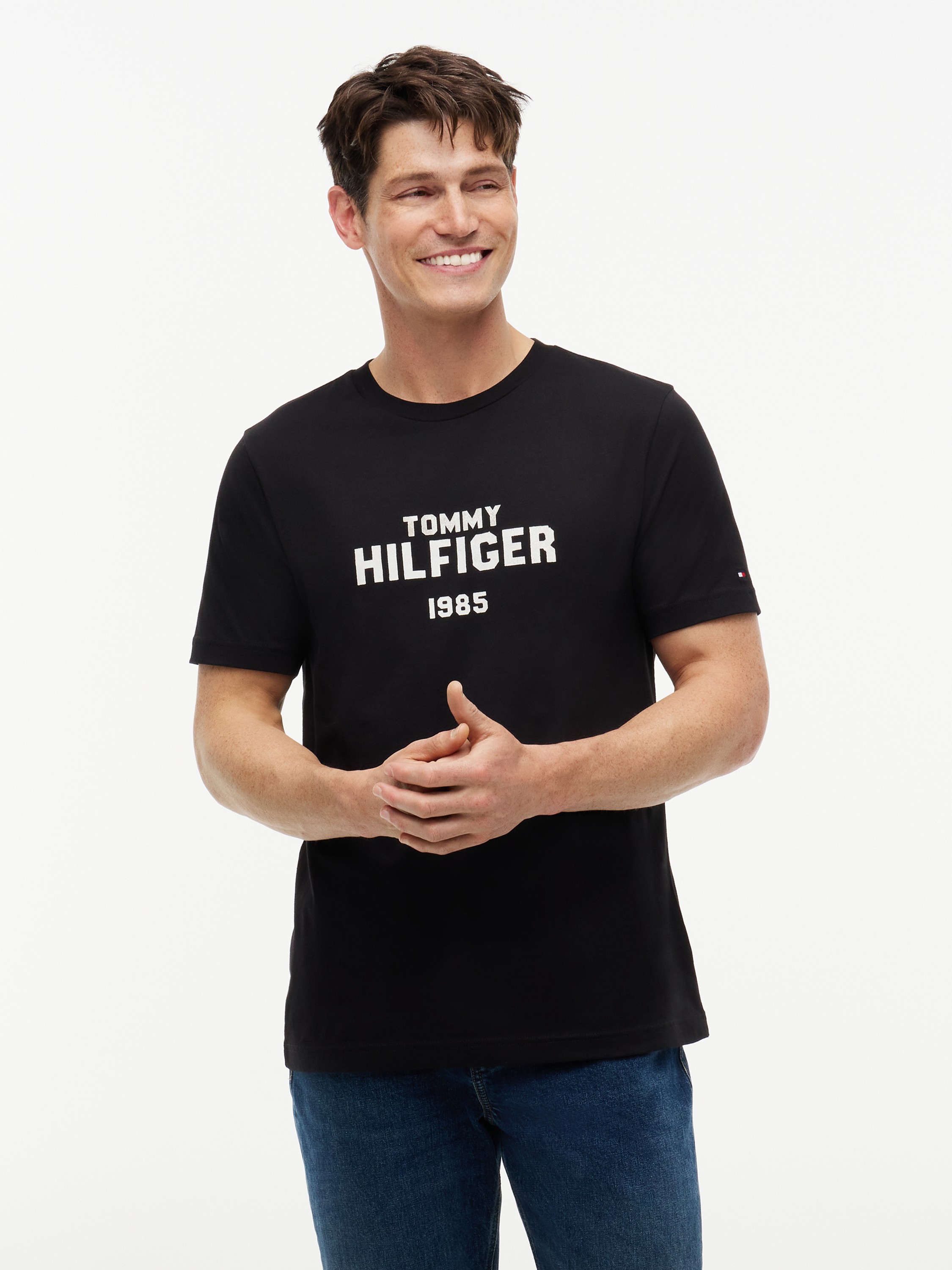 Contrast Logo Crew Neck Jersey Tshirt