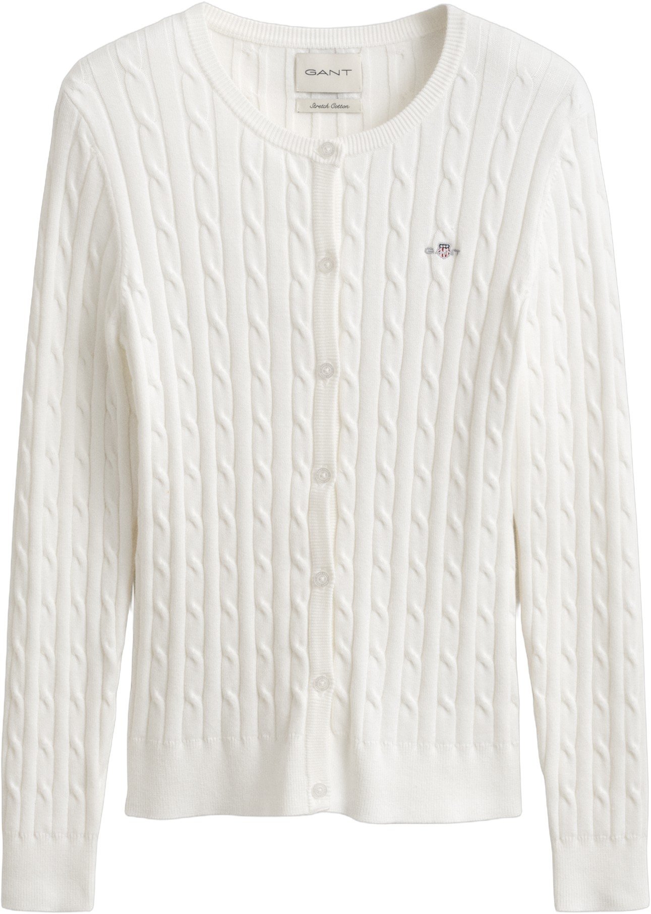 Stretch Cotton Cable Cardigan