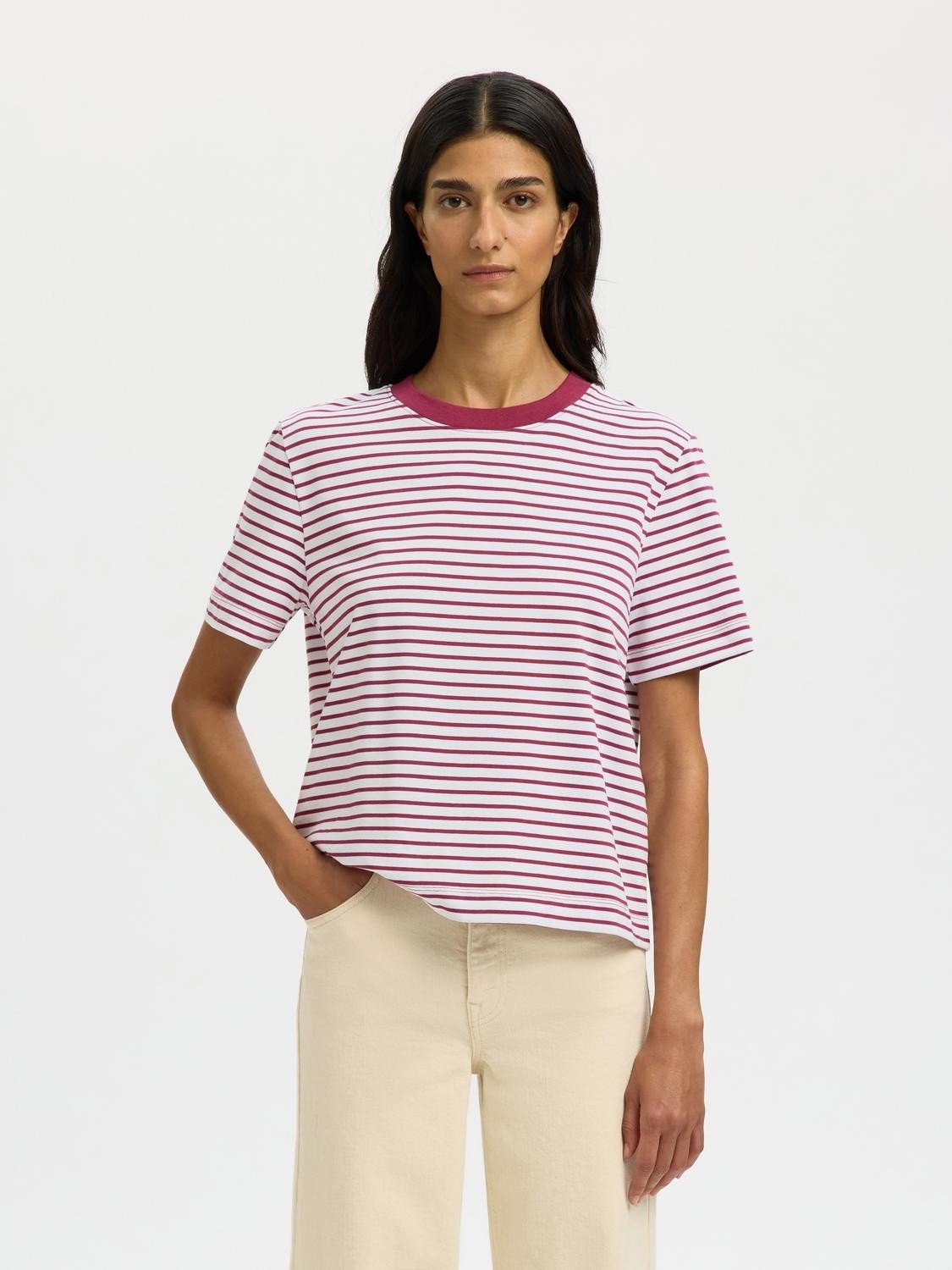 Slfessential SS Striped Boxy TEE NO