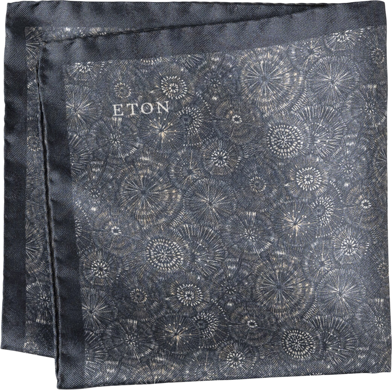 Dark Blue Motif Silk Pocket Square