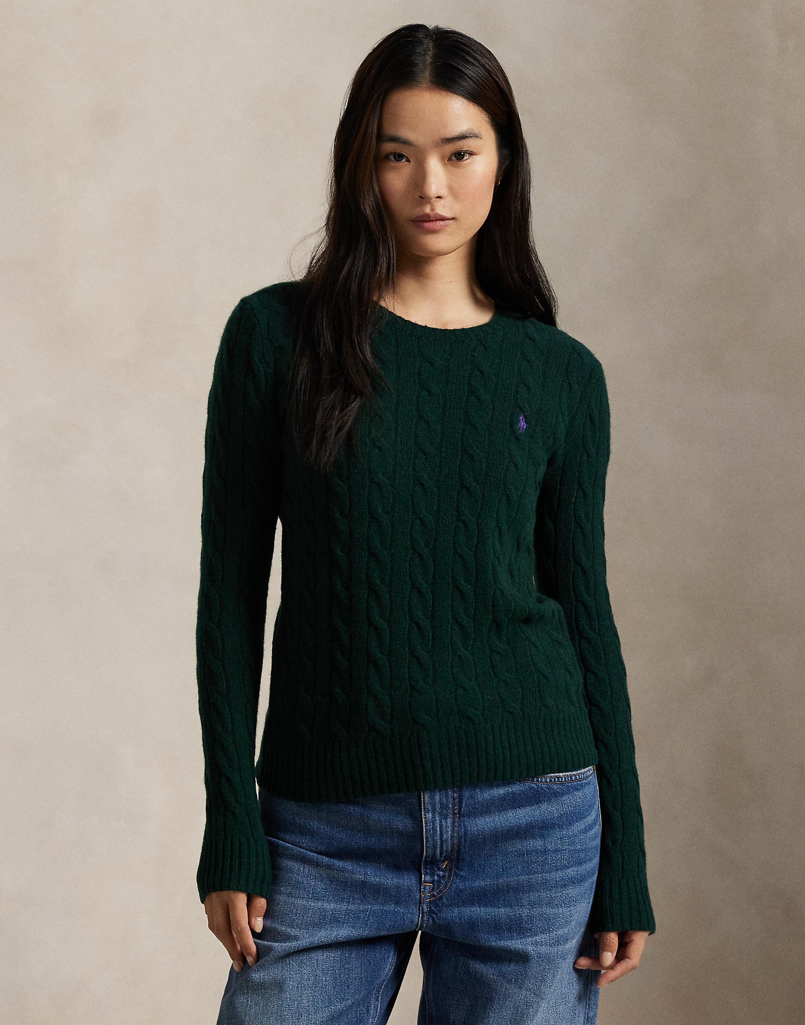 Cable Woolcashmere Crewneck Sweater