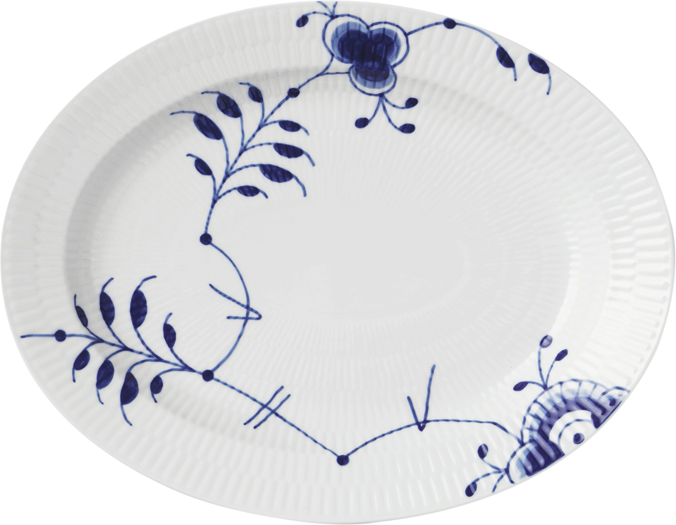 Blå Mega Riflet 30,5 cm. fad