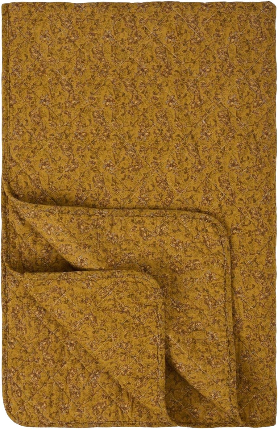 Quilt Mustard M/grønne, grå og Brune