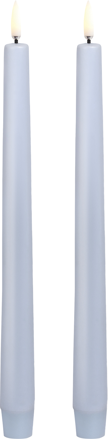 LED Taper Candle, Skype Blue, Smooth, 2pack, 2,3×25 cm