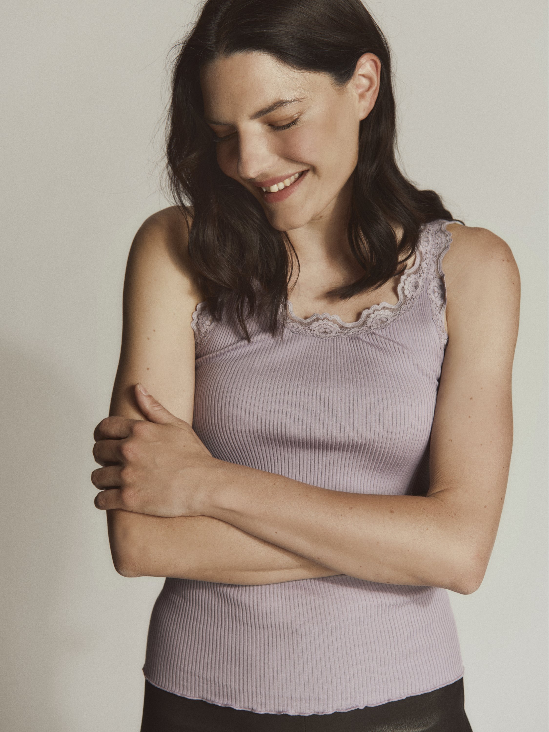Rwbabette Silk SL Uneck Lace Top