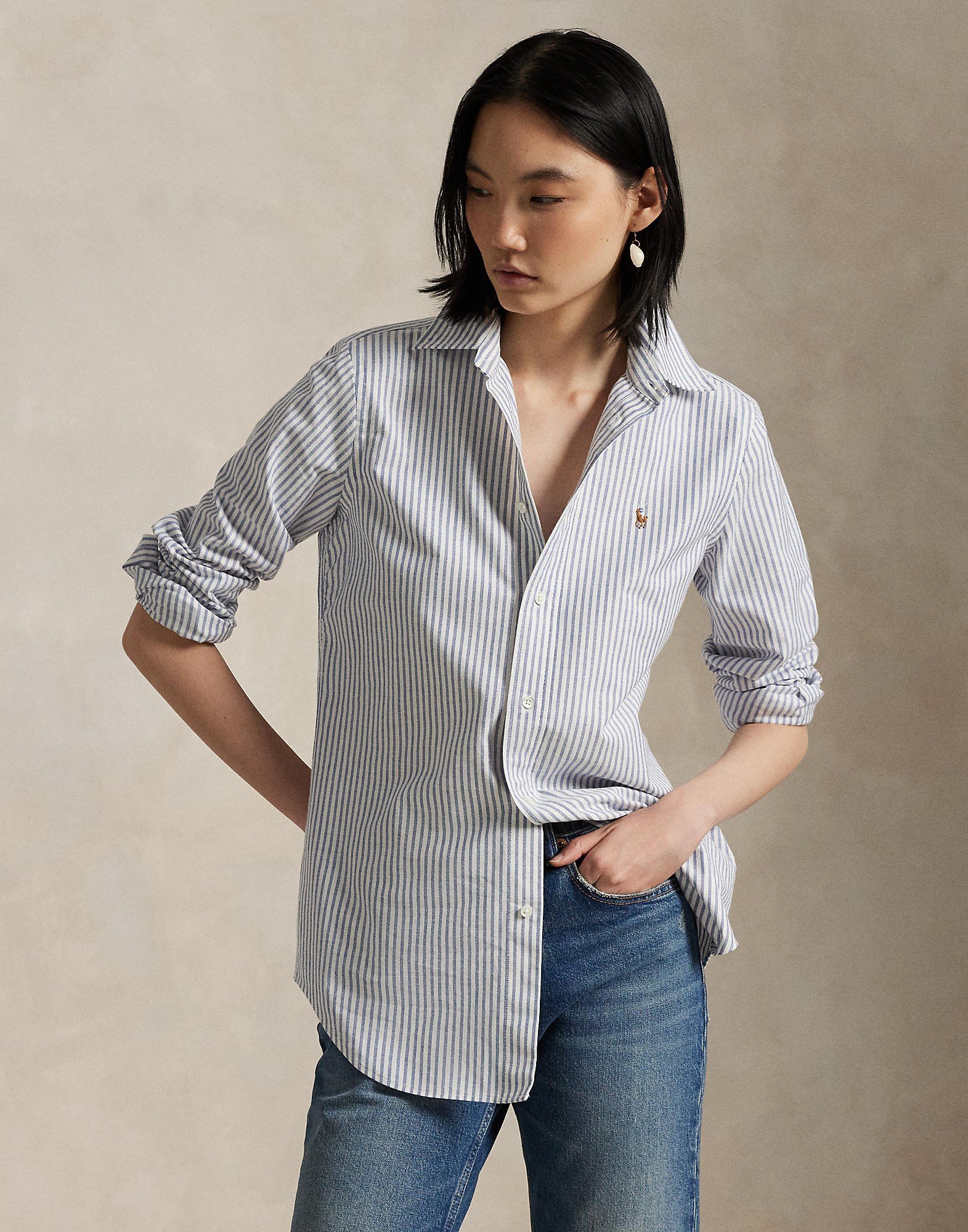 Stretch Slim Fit Striped Oxford Shirt