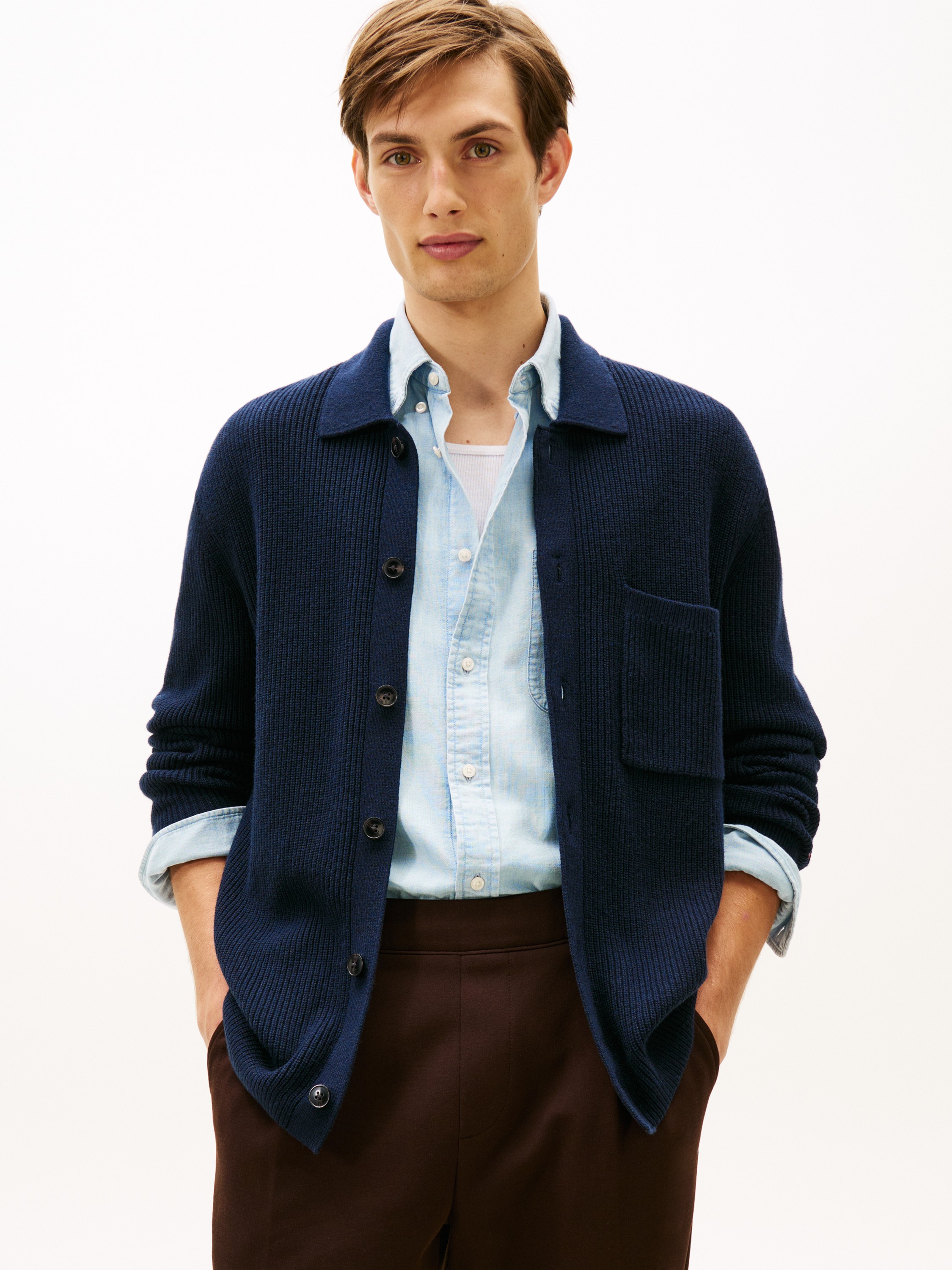 Fisherman Ribknit Coach Jacket With Wool