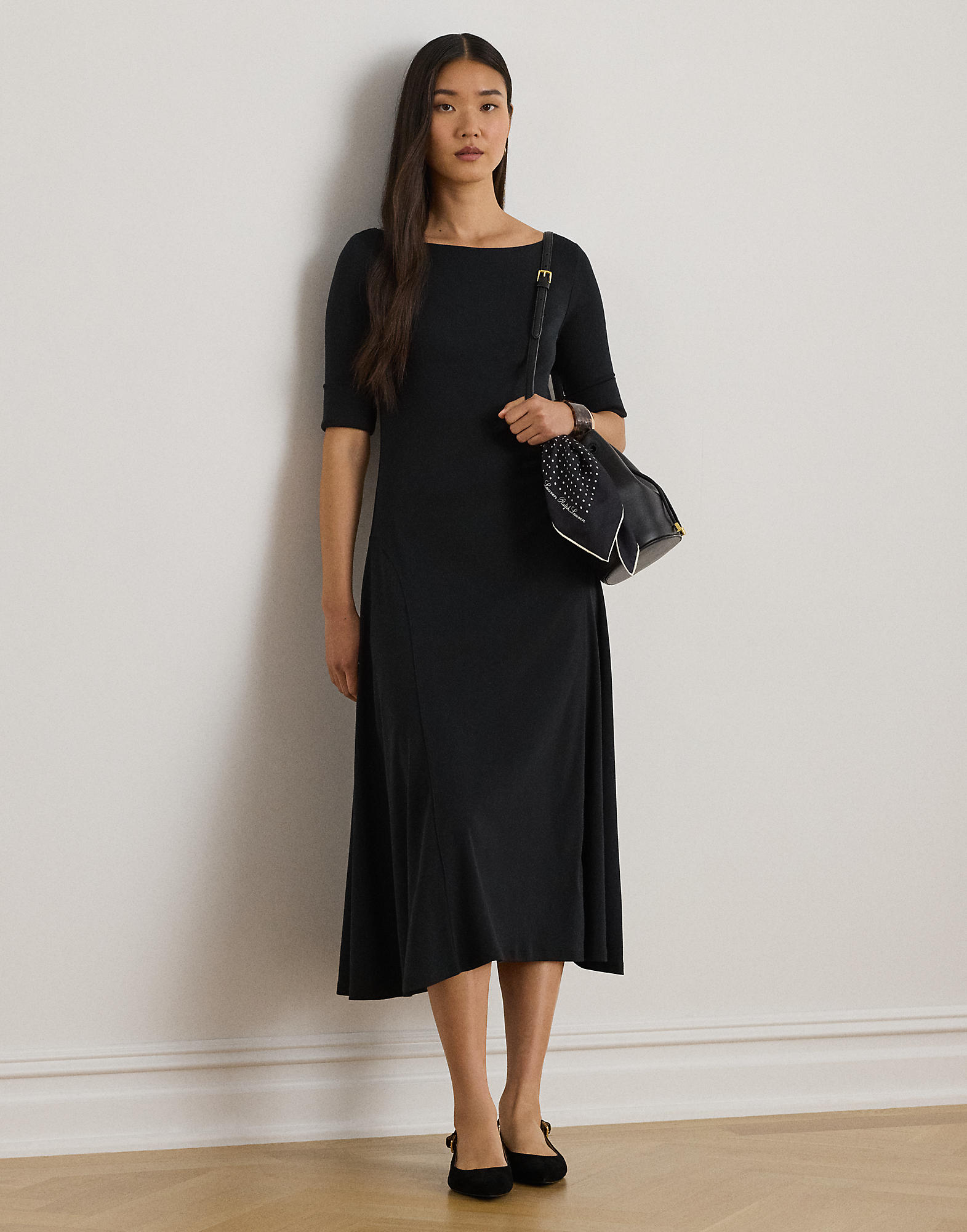 Ribknit Stretch Cotton Midi Dress