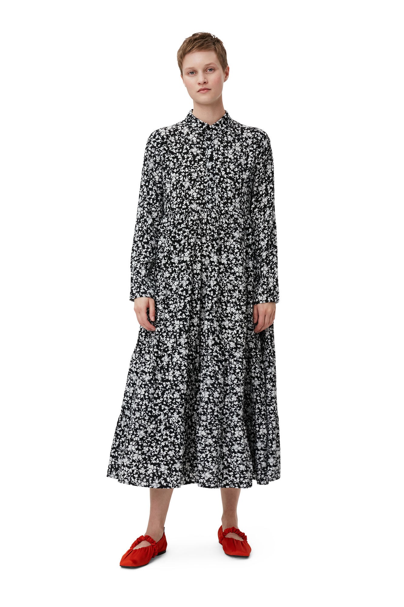 Printed Crepe Layer Kjole