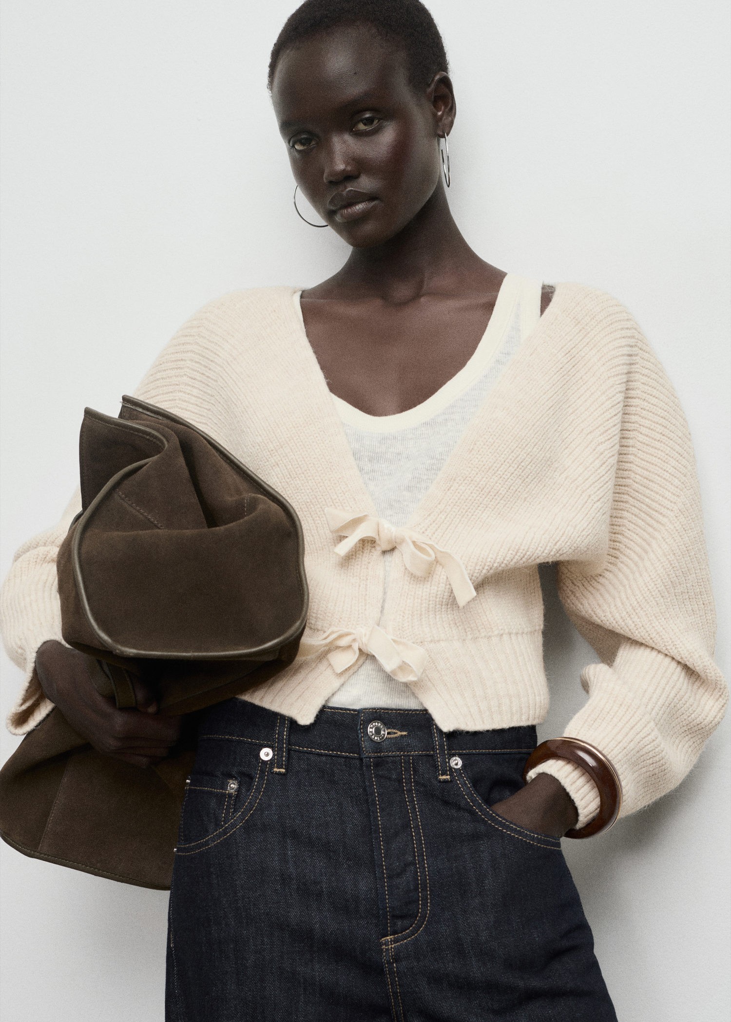Vneck Cardigan With Bows