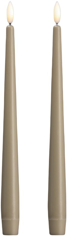 Moods & More LED Taper Candle, Silk, Slim, Kit Grey, 2-pac