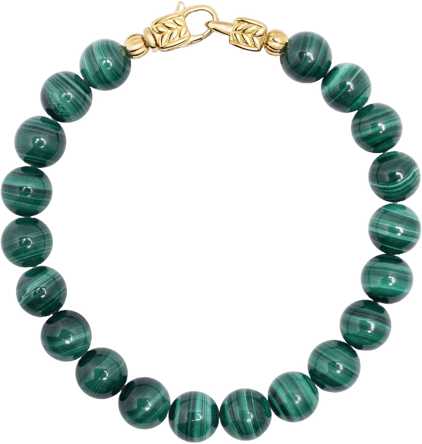 Green Malachite Healing Bracelet With Gold Lock