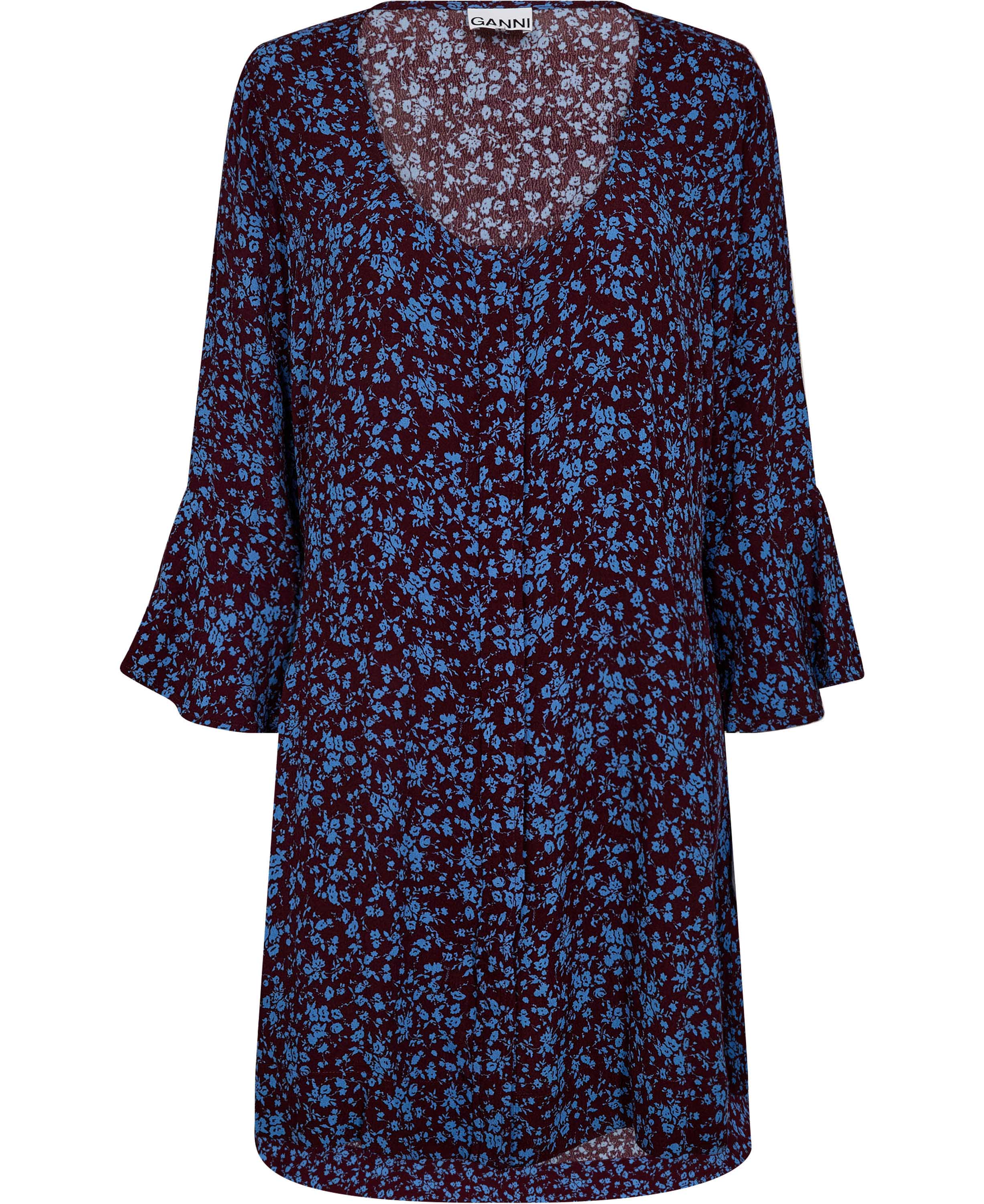 Printed Crepe Uneck Mini Dress