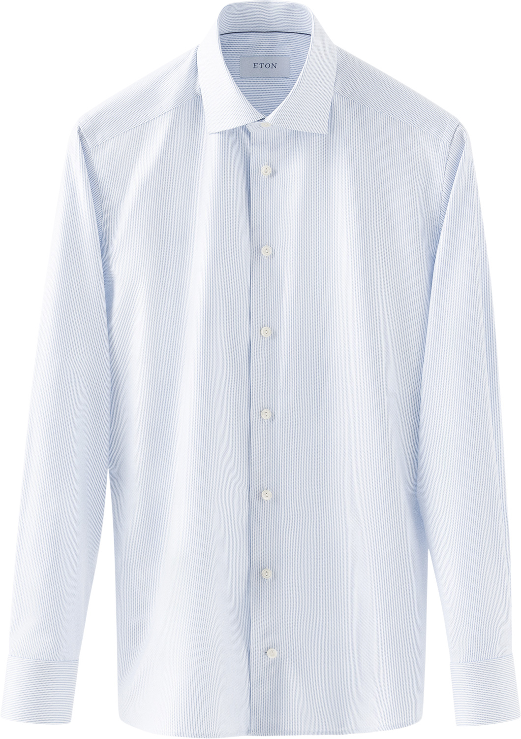 Slim Fit Light Blue Striped Cotton Tencel Lyocell Shirt