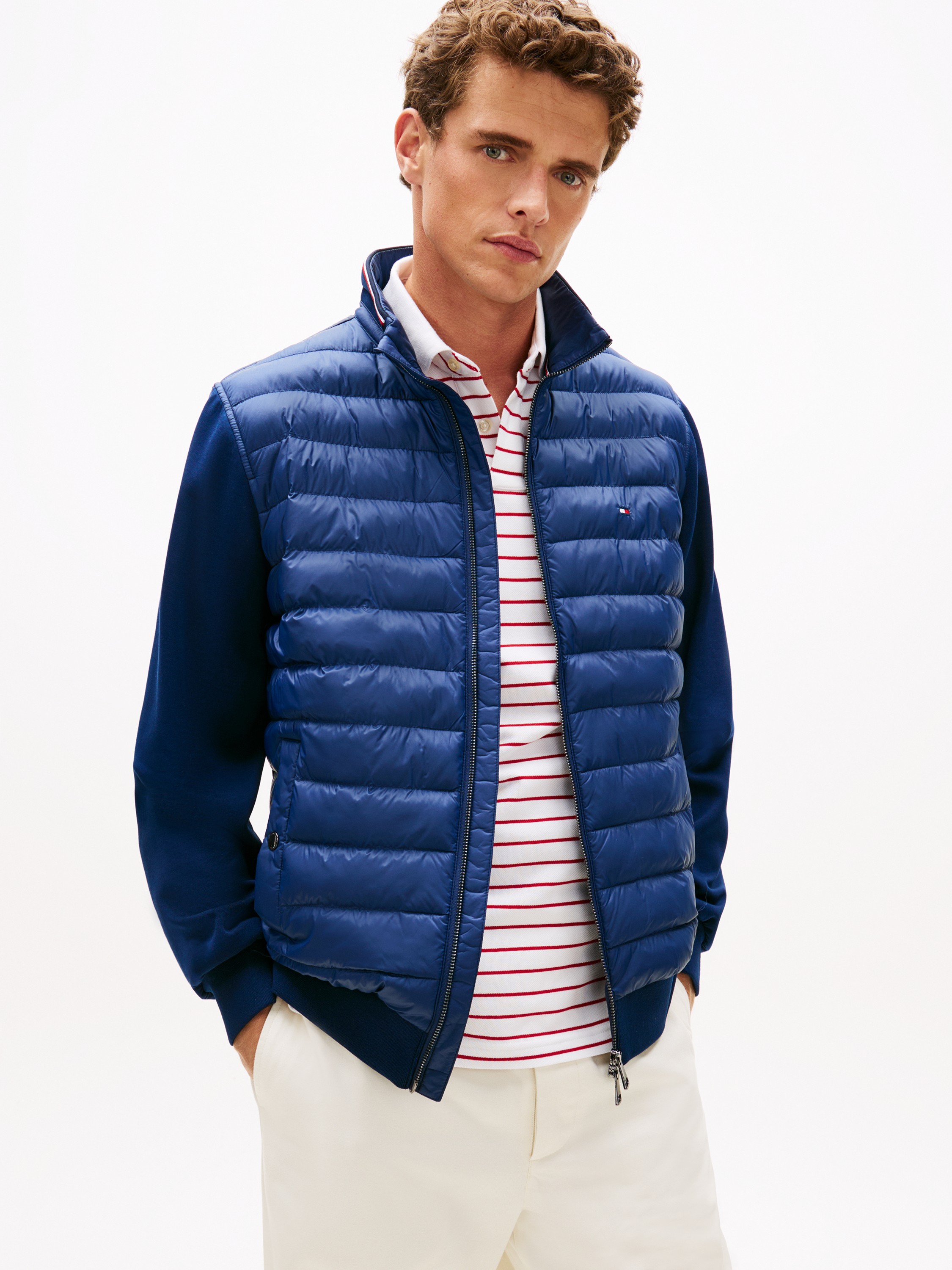 Mixed Texture Tipped Zipthru Jacket
