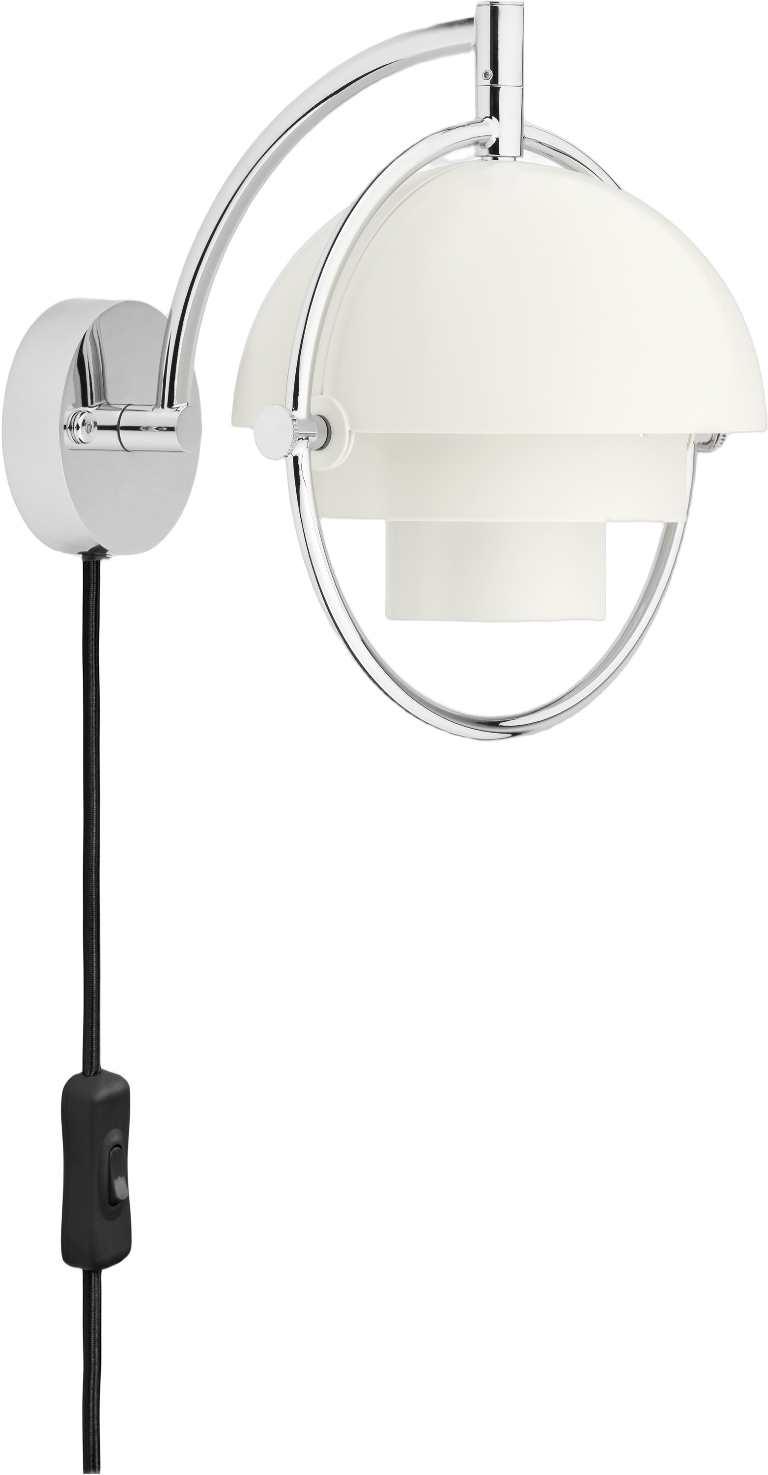 Multilite Wall Lamp, EU Base: Chrome, Shade: White Semi Mat