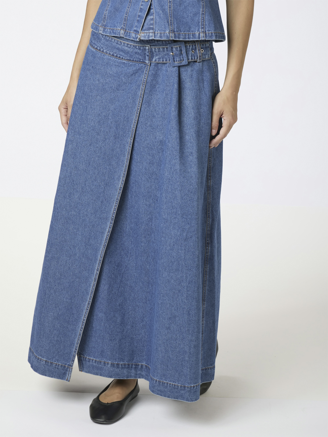 Nina Wrap Denim Skirt