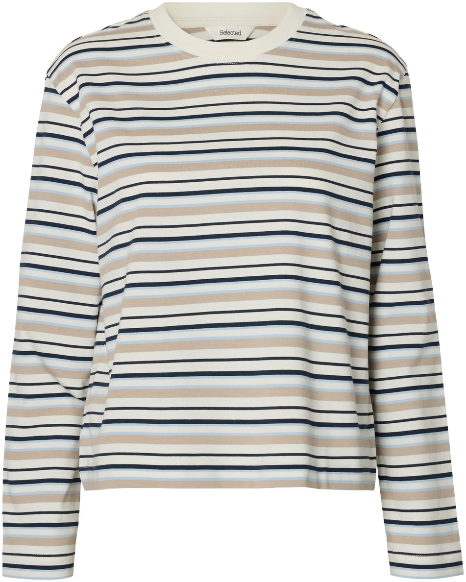 Slfessential LS Striped Boxy TEE NO