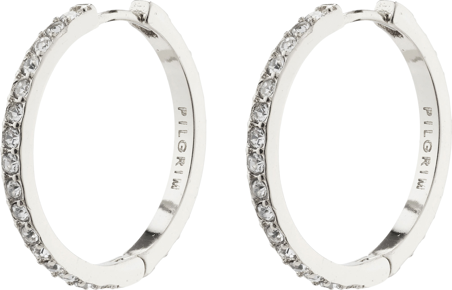 Ebna Large Crystal Hoops Silverplated