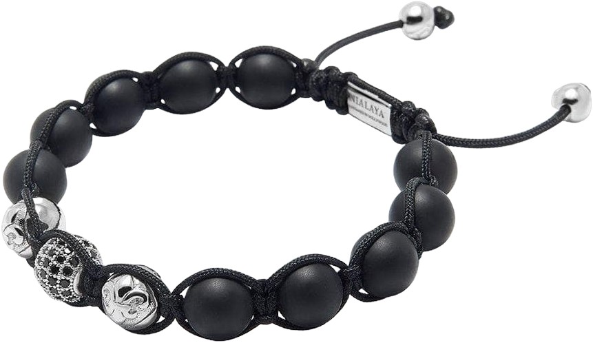 Men's Beaded Bracelet With Matte Onyx and Silver