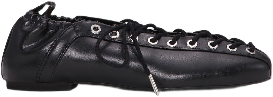 Eyelets Lace Up Ballerina Crinkle O