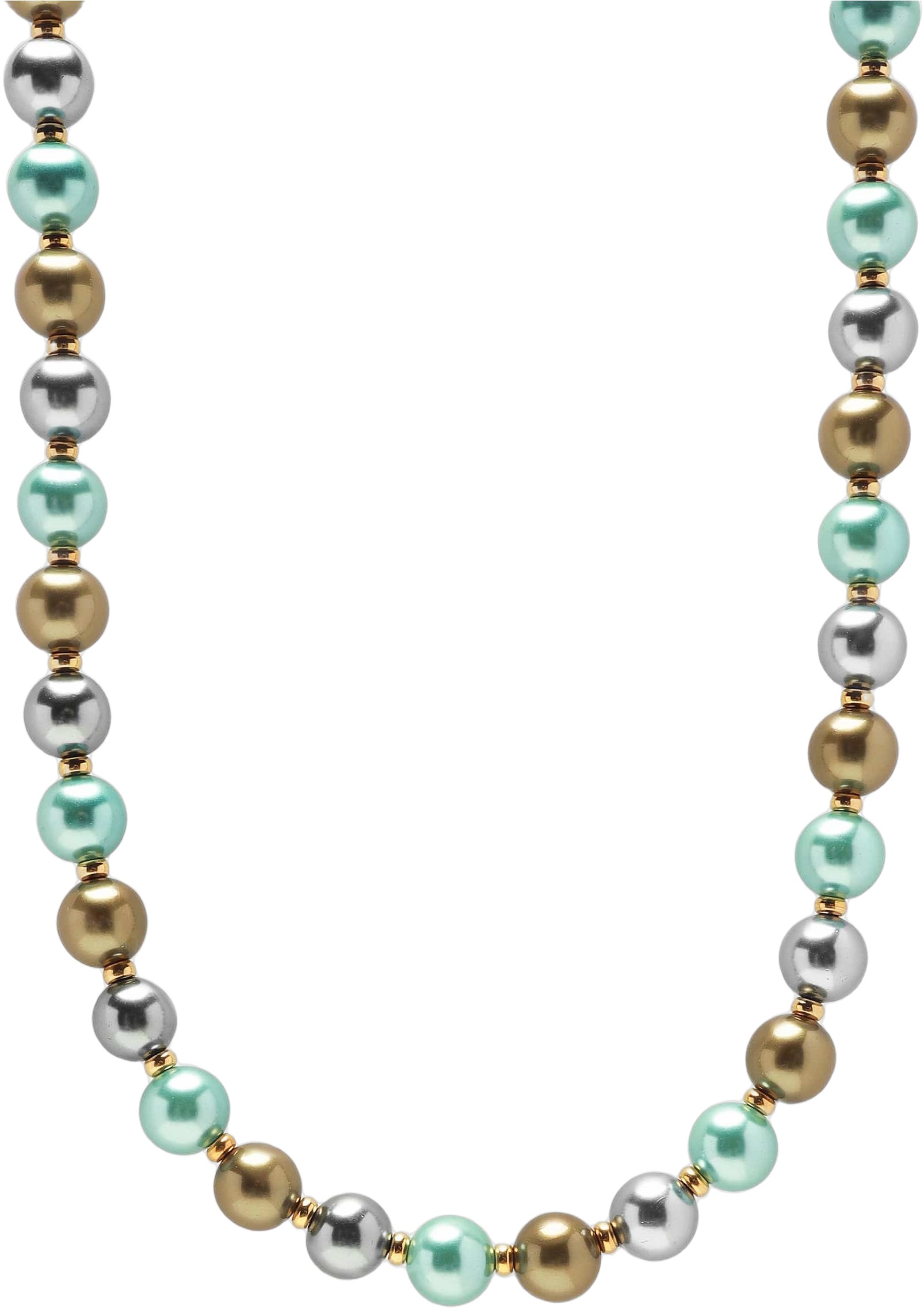 10mm Pastel Metallic Pearl Necklace With Gold