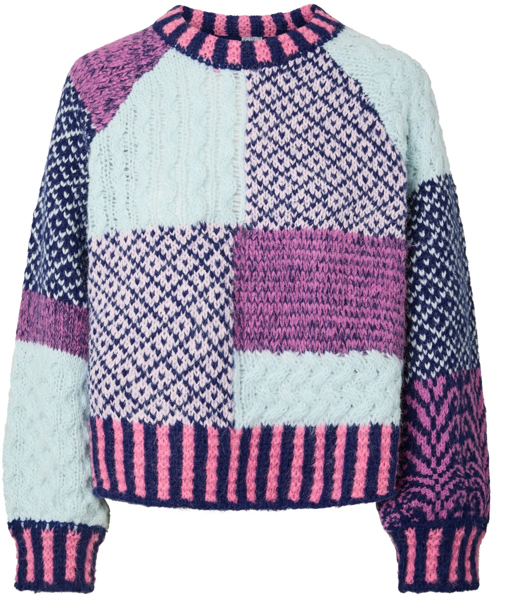 Pcfusion LS Oneck Colorblock Knit