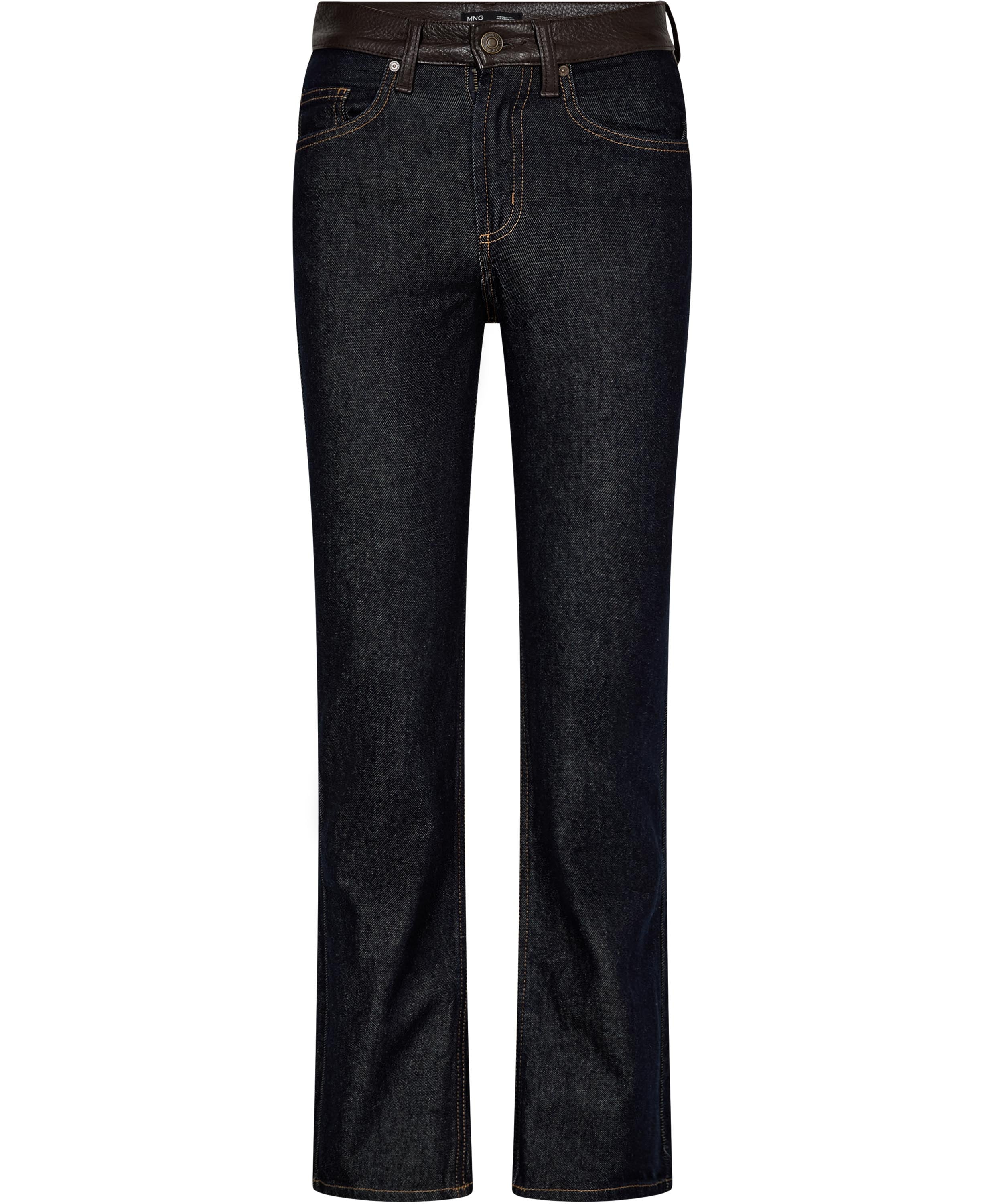 Flared Jeans With Faux Leather Deta
