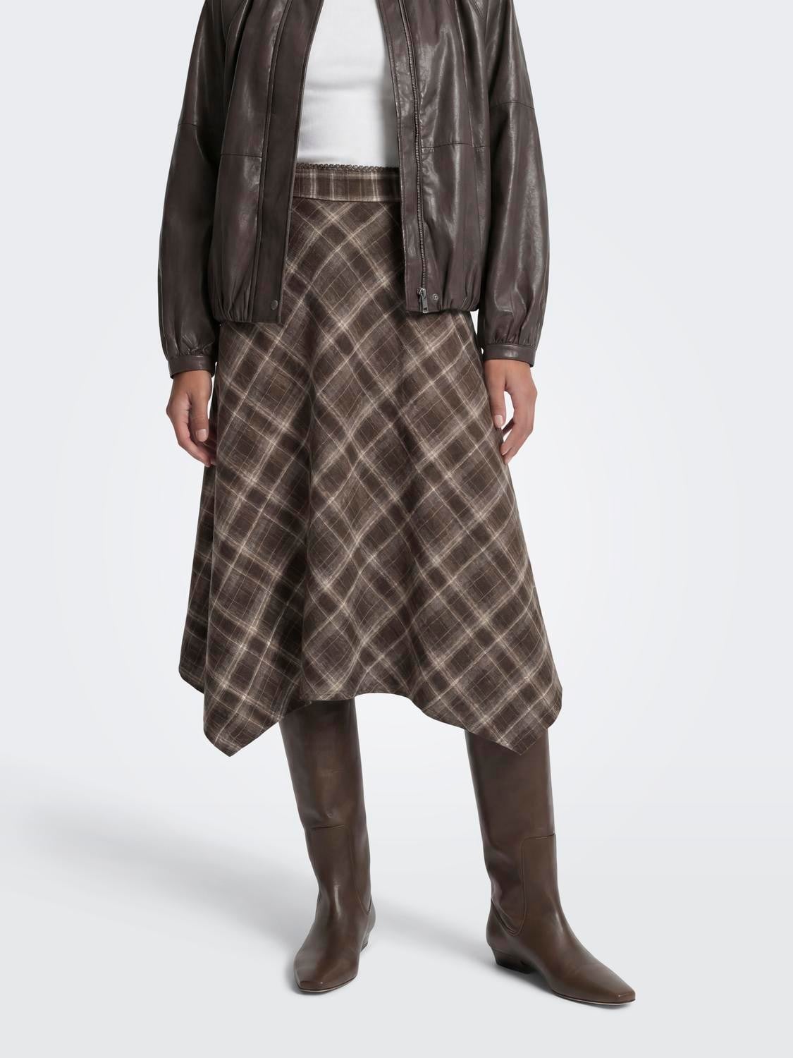 Onlguka Long Assy Check Skirt WVN