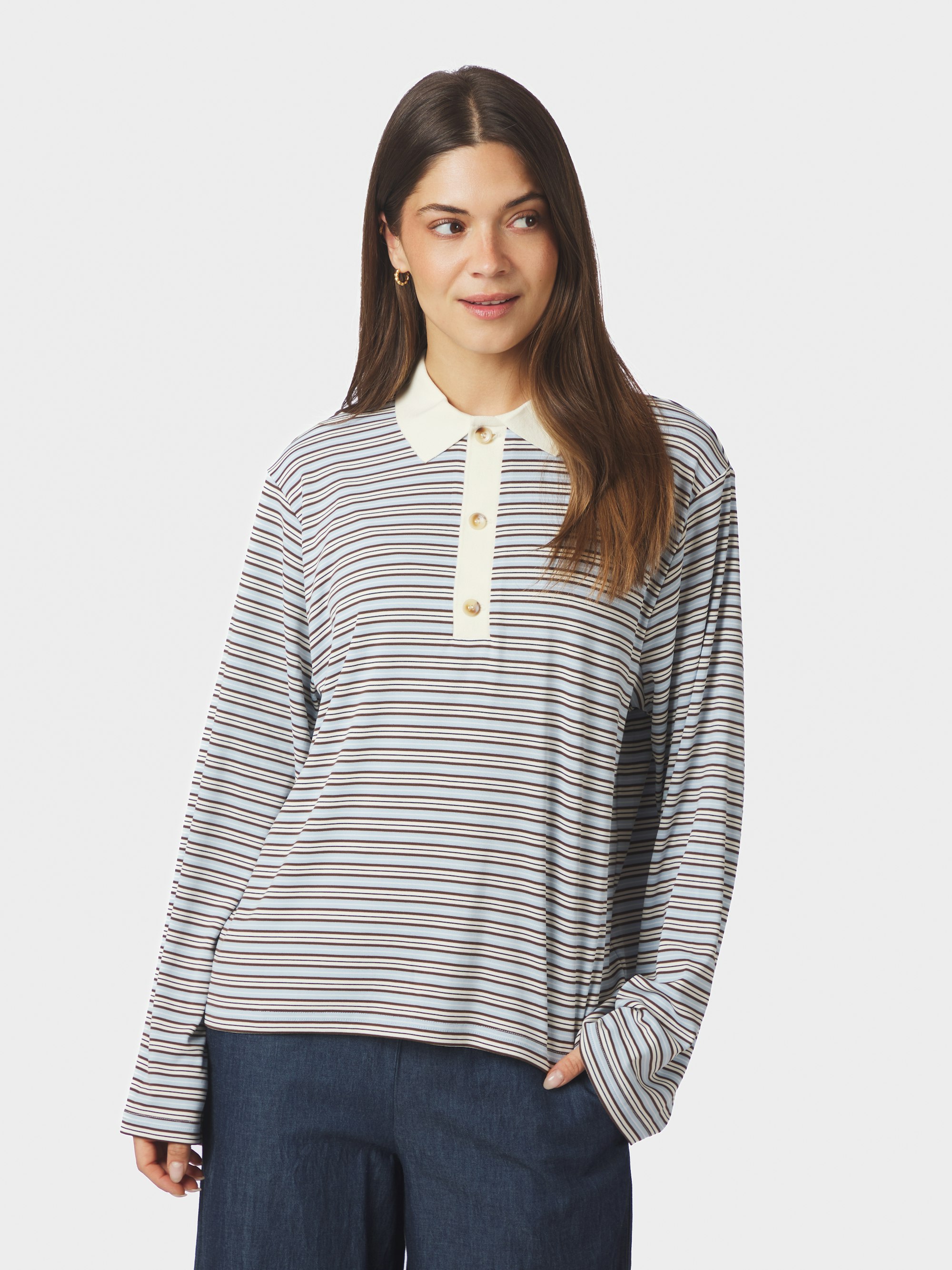 Lirenne Striped Polo Blouse
