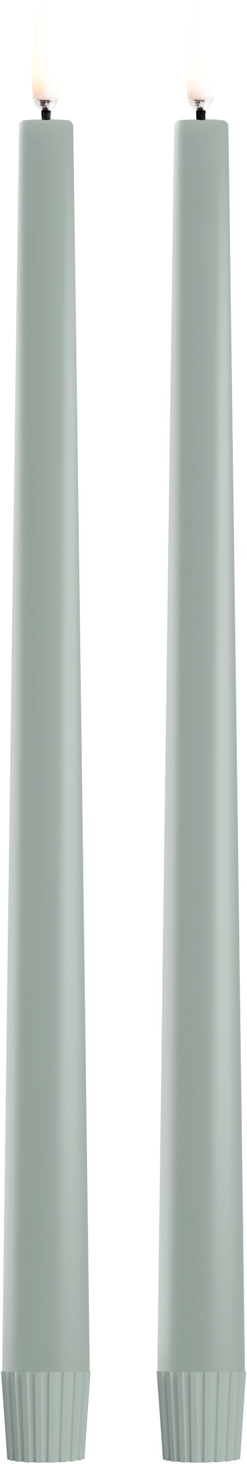 LED Taper Candle, Dusty Green, Smooth, 2pack, 2,3x32 cm