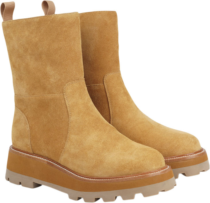 Ushba Calf Suede Boots With Zip & Shearling