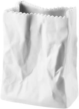 Bag Vase 10cm, Weiss Matt, Do not Litter