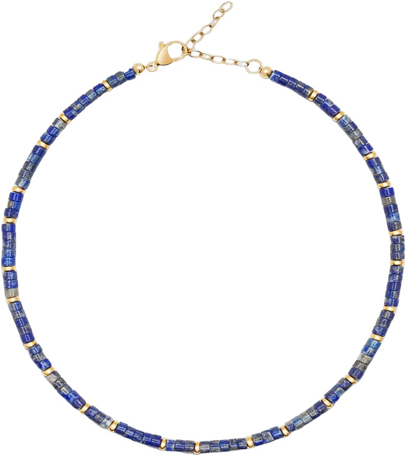 Women’s Heishi Blue Lapis Choker With Gold