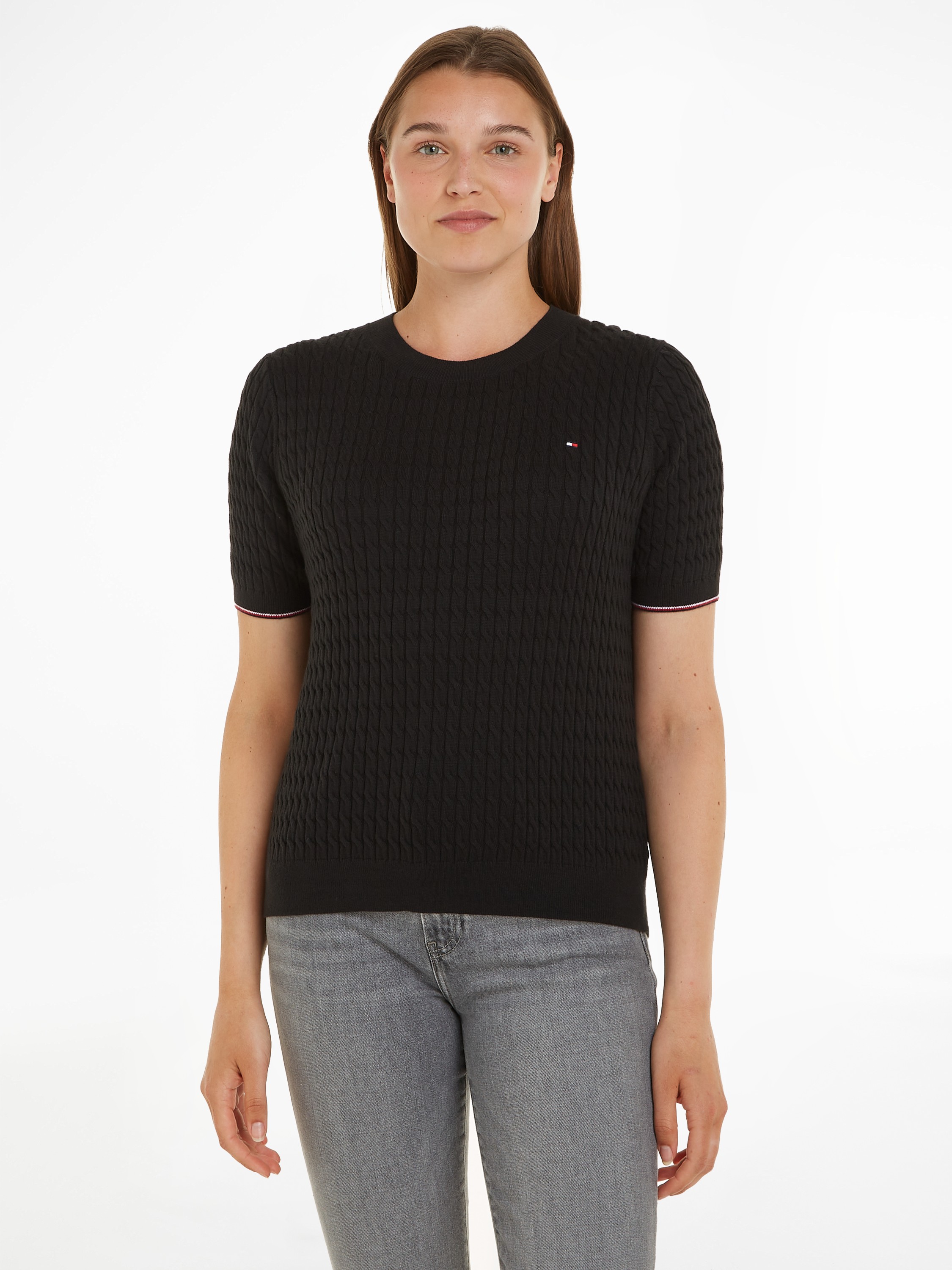 Cable Knit Short Sleeve Jumper