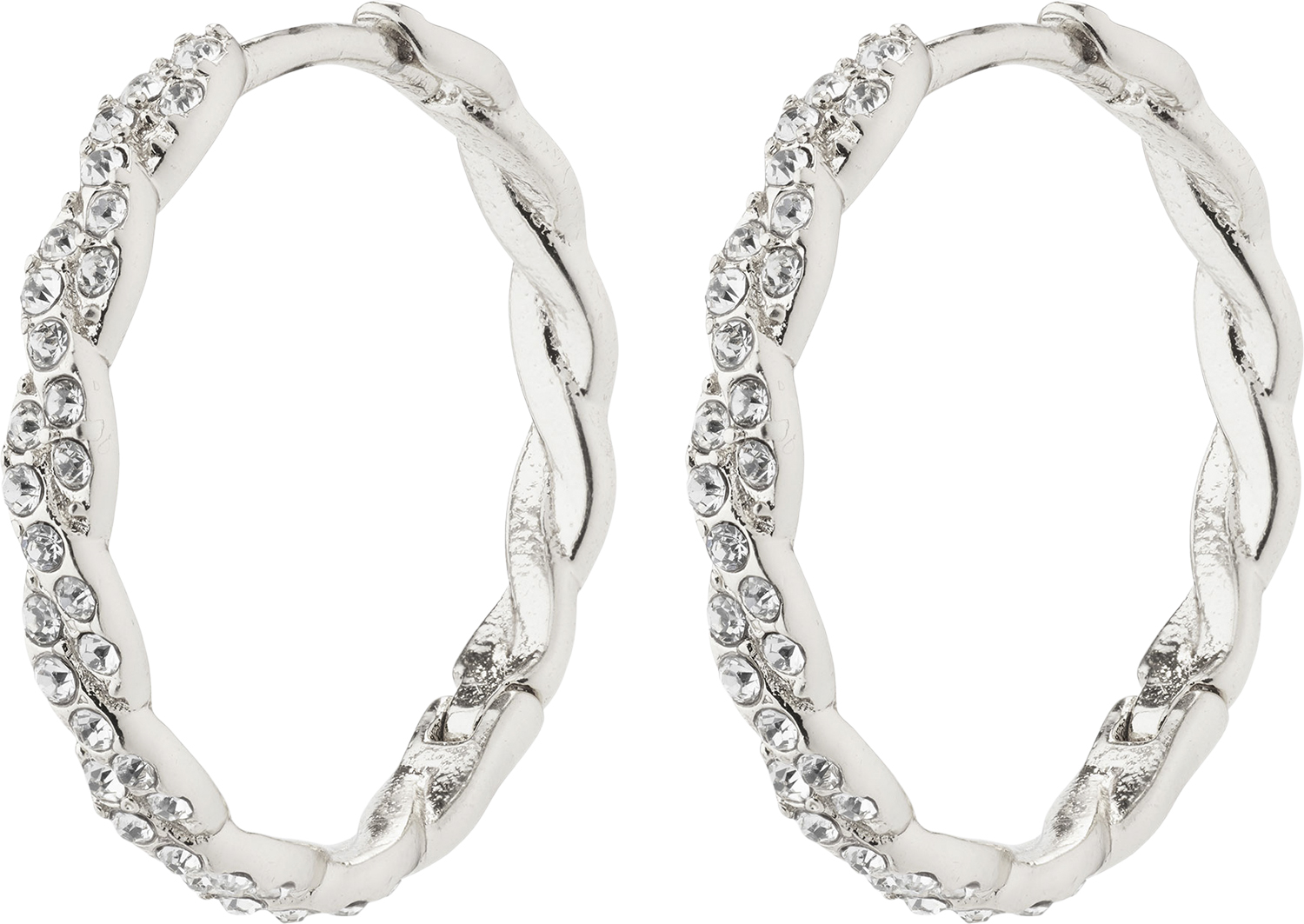 Ezo Twirled Crystal Hoops Silverplated