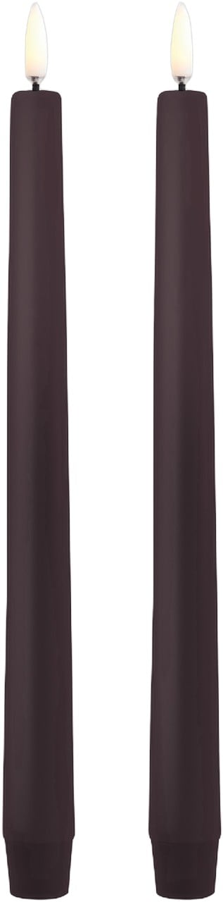 LED Taper Candle, Dusty Mulberry, Smooth, 2pack, 2,3×25 cm