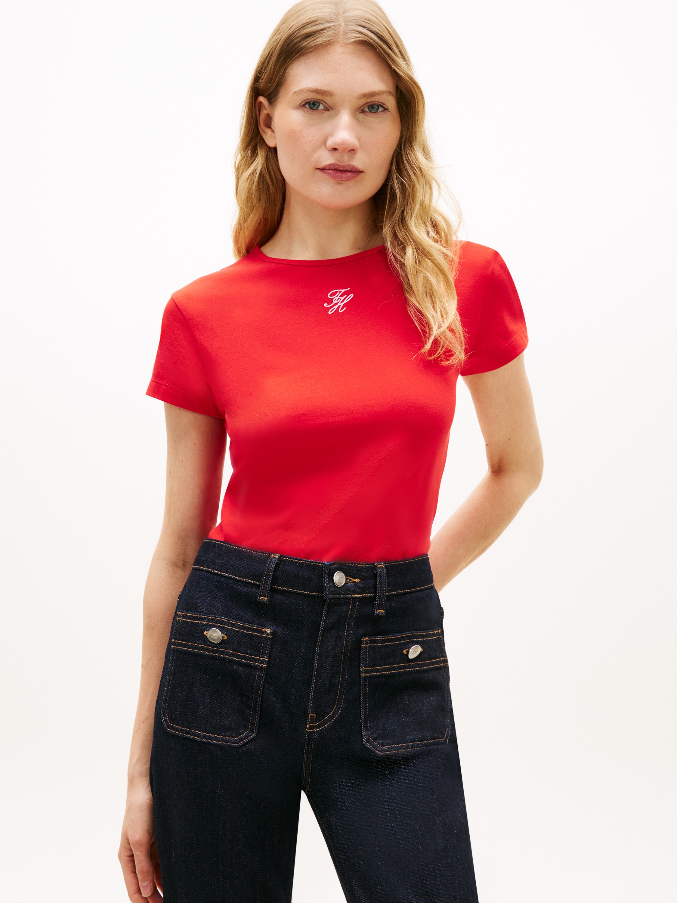 Textured Logo Slim Jersey Tshirt