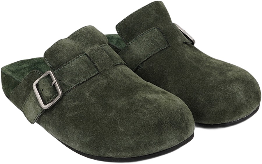 Kamakura Silk COW Suede Mules With Buckle