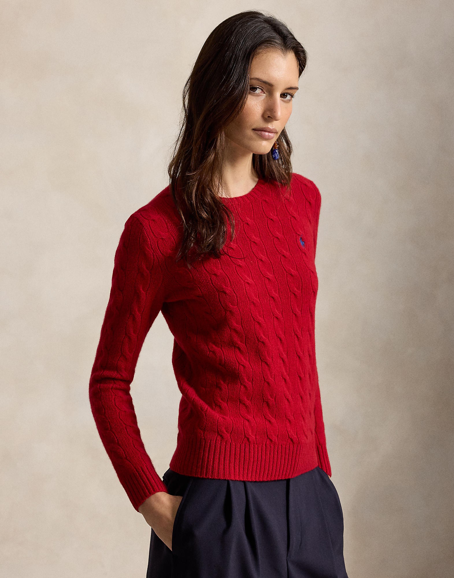Cable Woolcashmere Crewneck Sweater